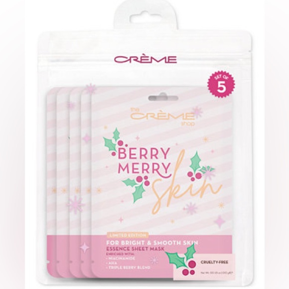 the Crème shop Berry Merry skin 5Pack Niacinamide AHA masks new in box